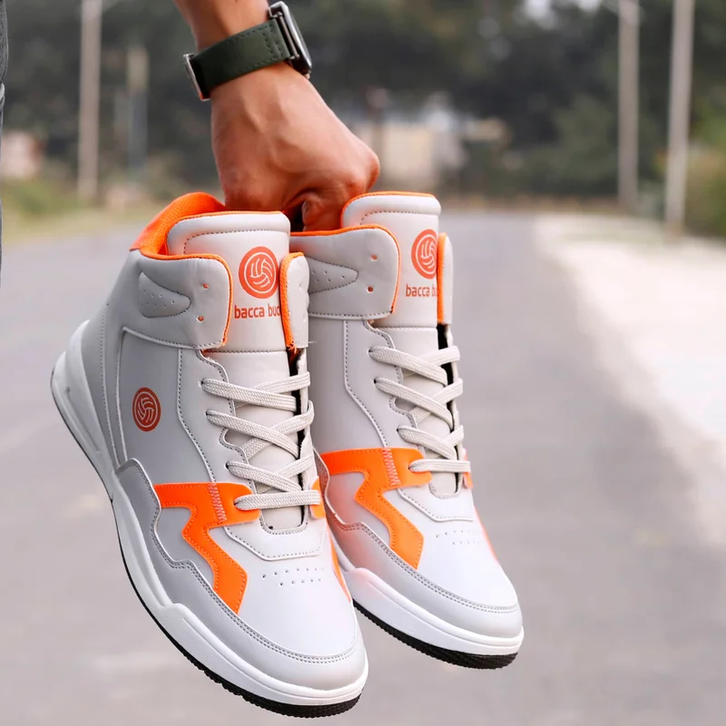 Bacca Bucci Grey Urban Retro Series Korean-Style Mid-Top Sneakers for Men | Best Price UAE